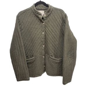 Lucky Brand Size Medium Olive Green Quilted Bomber Jacket 100% Cotton